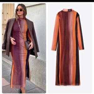 Zara Long Sleeve Multicolor Dress